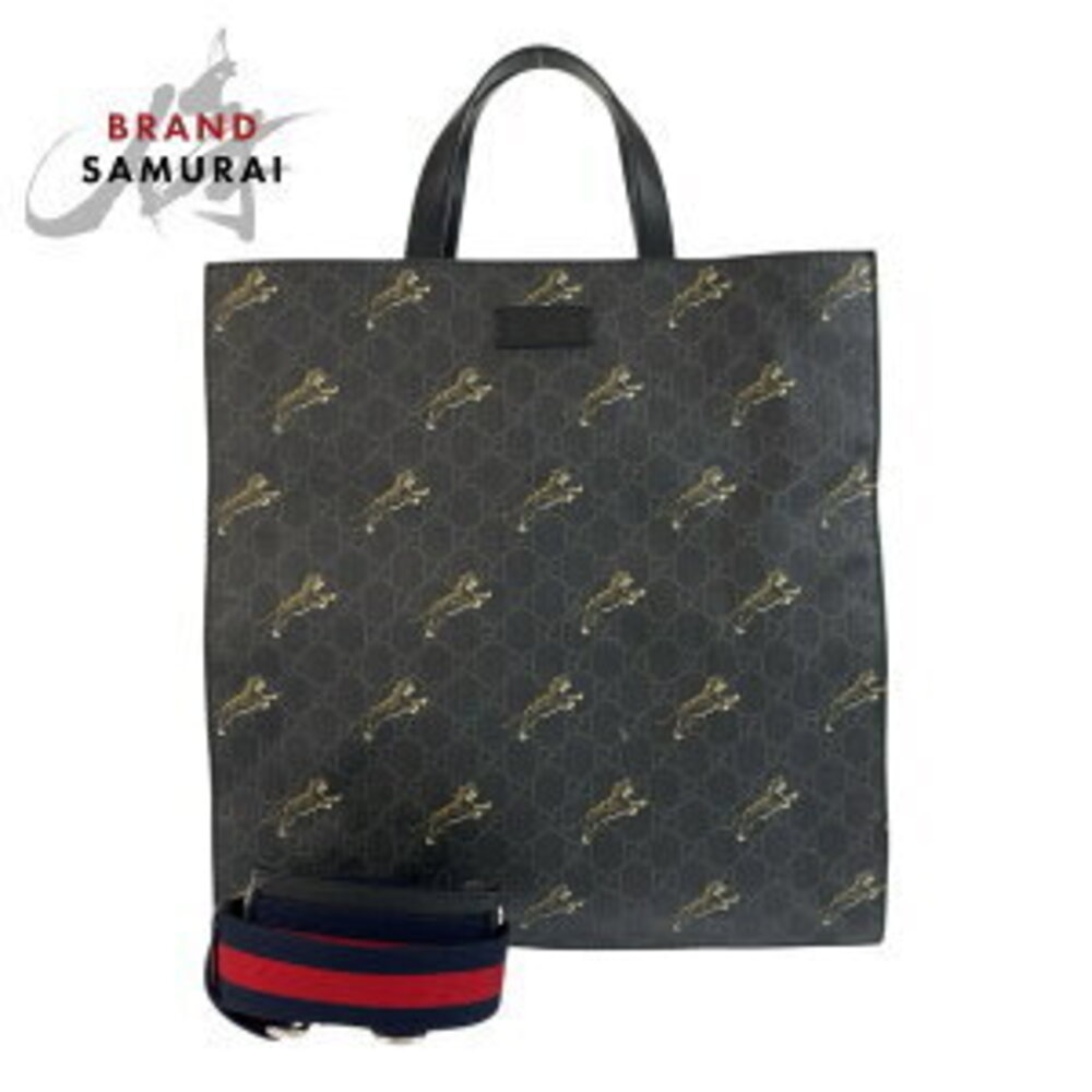 Gucci GG bag Sherry black leather Tiger shoulder Line tote Supreme - Picture 2 of 10